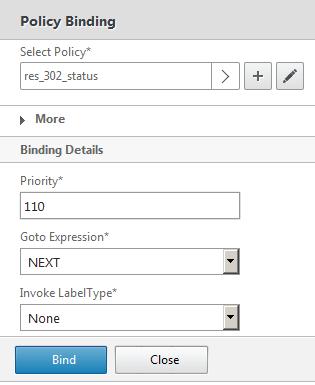 34. Under Policies, click 1 Rewrite Policy. Click Add Binding to add another rewrite policy. Under Policy Binding, click Click to select.
