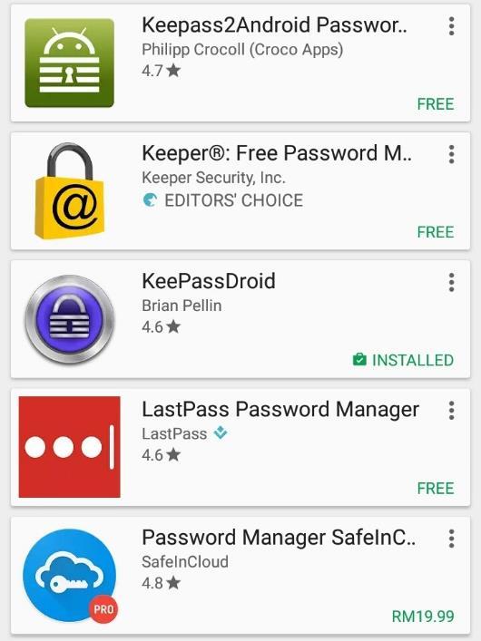 Aplikasi simpanan password sangat berguna.