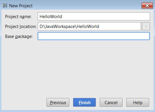 IntelliJ: Create New Project (4 of 5) This creates a folder in the project root location.