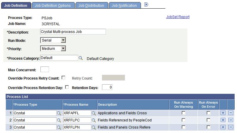 Chapter 10 Defining Jobs and JobSets Defining Jobs To access the Job Definition page, select PeopleTools, Process Scheduler, Jobs, Job Definition.