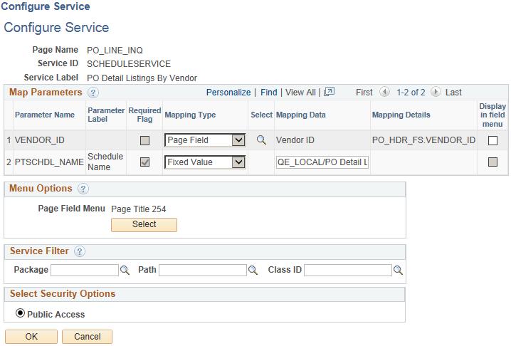 Developing and Managing Self-Service Schedules Chapter 13 The Configure Service page displays the modifiable parameters specified in the self-service schedule. 10.