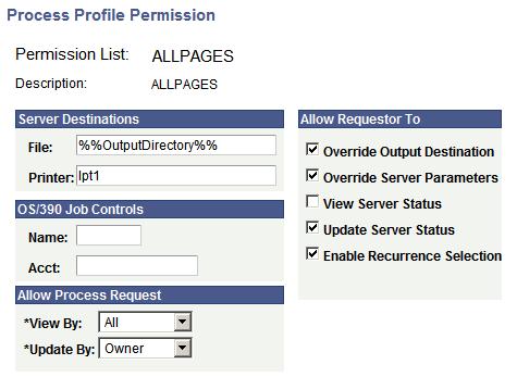 Setting Up PeopleSoft Process Scheduler Security Appendix C Updating a Process Profile Use the process profile page to set up the user s access in PeopleSoft Process Scheduler and define a process