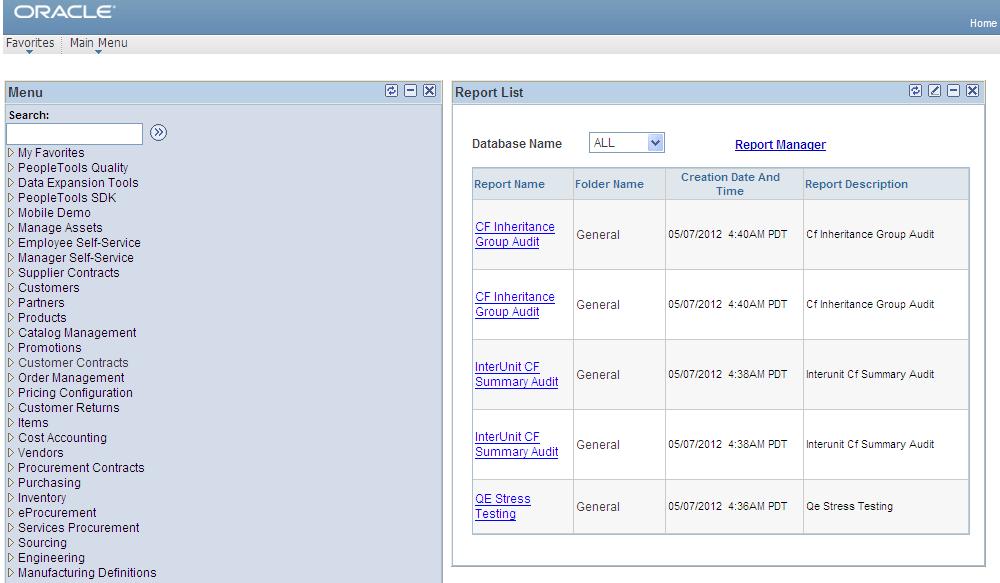 Chapter 5 Using Report Manager Using the Report List Pagelet The Report List pagelet enables you to display selected reports on your PeopleSoft home page.