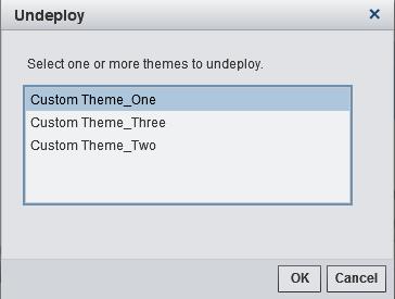 14 Chapter 2 Selected Tasks in the SAS Theme Designer 4.7 for Flex 2. In the Undeploy Theme window, select the theme.