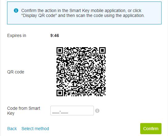 Signing with ČSOB Smart key Signing transactions can be performed by two methods first of them is ČSOB Smart key.