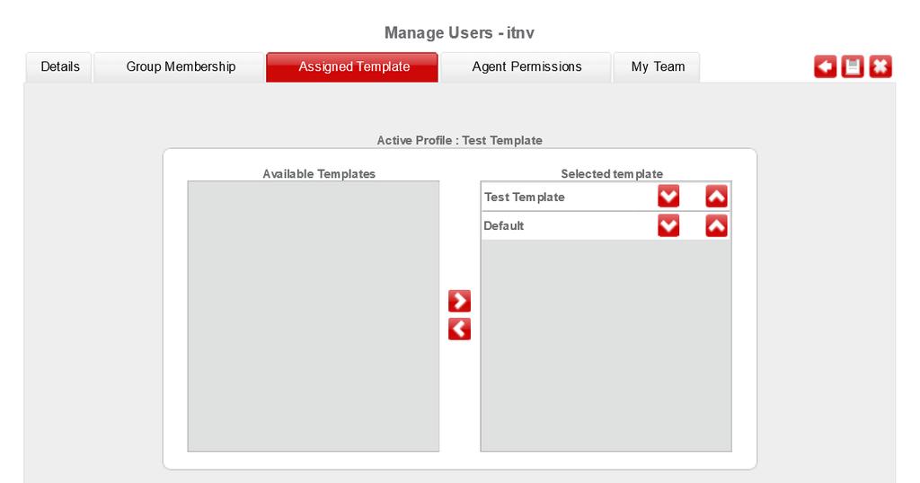 Administering users 8. In the Available Templates list, select the templates you want to assign to the user and move them to the Selected Templates list.