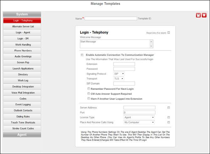 Creating templates 3. Click the Add button The system displays the following page: 4.