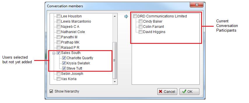 5 Starting an Instant Message Conversation New IM conversations to a single user are easily created by right-clicking the user in the Contacts list and selecting Instant message from the menu.