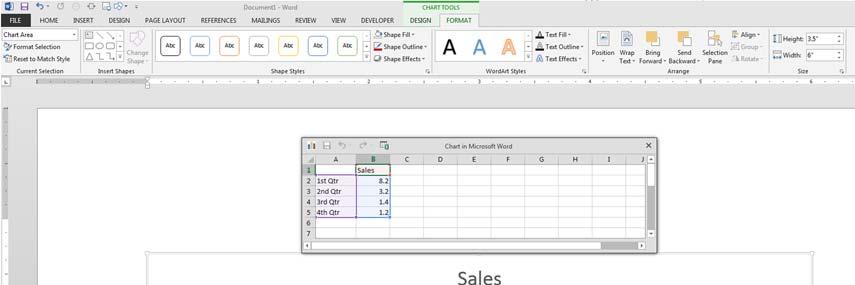 Microsoft Word Besides the Copy & Paste option, you might want to consider this feature if you need a quick chart which contains very little data: Go to INSERT ribbon, in