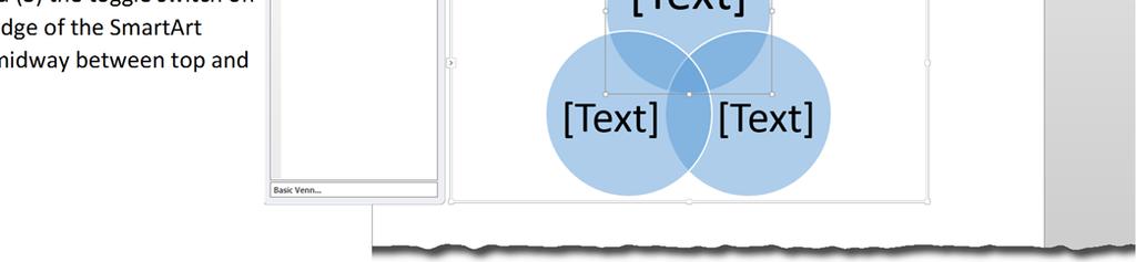 Having selected the Basic Venn, the graphic has been inserted and the Text Pane (labelled You