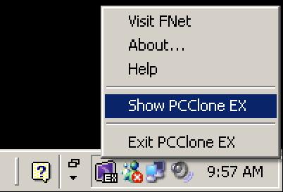 PCCloneEX icon will be displayed at the desktop notification area after setup.