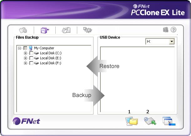 2.3.2.1 To Backup File 1. Click on PCCloneEX desktop shortcut to execute program.. 2.