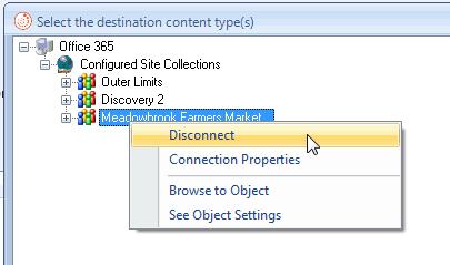 Configuring Connections to SharePoint 11 Once you receive the message Successfully connected, click [OK] to return to the Configured Site Collections tree.