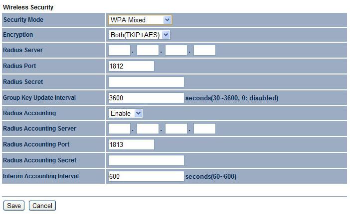 WI-FI PROTECTED ACCESS (WPA) MIXED Wi-Fi Protected Access (WPA) Mixed Security Mode Select WPA Mixed from the drop-down list to begin the configuration.
