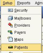 Enter Patients 1. Click Setup from the menu bar at the top of the screen 2. A drop down box will appear 3.