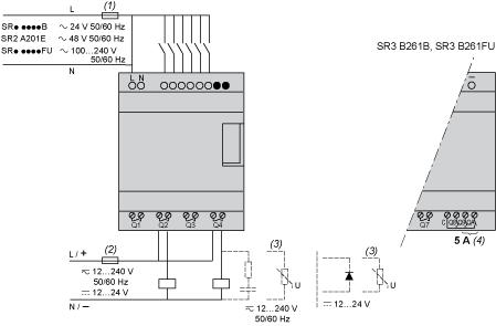 Connections and Schema Connection of Smart Relays on AC Supply SR 1B, SR 1FU (1) 1 A