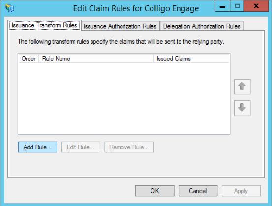 Add a Claim Rule To support binding AD groups to Colligo Console Groups a claim rule is needed to have AD FS send users group