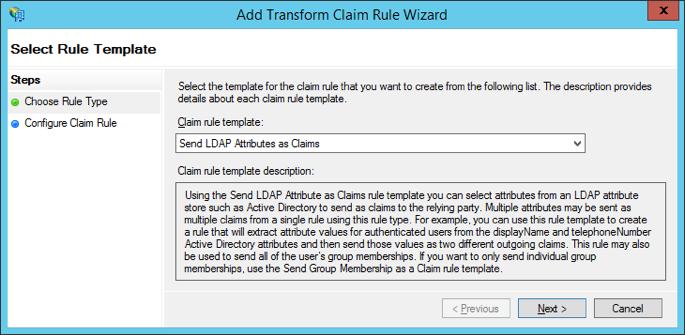In the Edit Claim Rules dialog for your relying party trust click Add Rule.