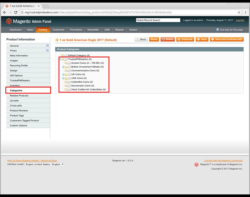 Product: Categories After installation the plugin adds TrustedPMDealers categories in tree-view.