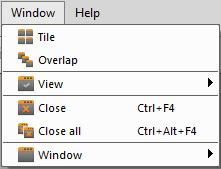 Menus [Window] menu 7.6 [Window] menu [Window] menu [Tile]...52 [Window] menu [Overlap]...52 [Window] menu [View]...52 [Window] menu [Close]...53 [Window] menu [Close All]...53 [Window] menu [Window].
