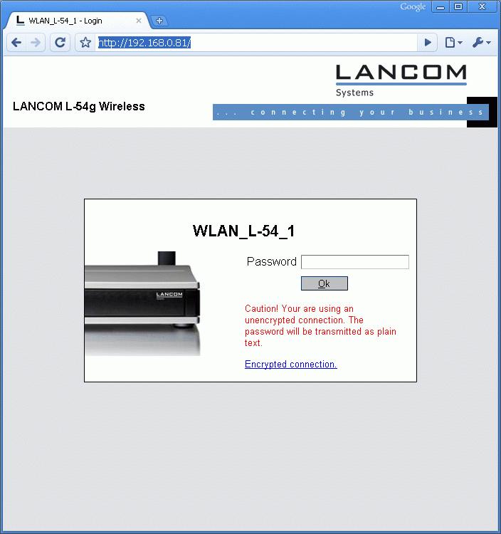 Dostop do konfiguriranega L-54 Za naslov v brskalnik vpišemo http://ip, ki smo ga dodelili