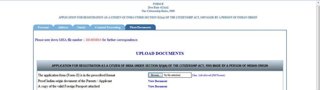 1.3.1 PRINT APPLICATION OR AFTER SUBMISSION OF APPLICATION TO DISTRICT COLLECTOR After clicking on print application/upload documents from first screen the following screen will be displayed to Print