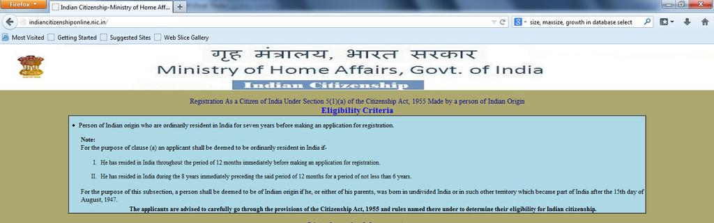 1.1 APPLY ONLINE After Clicking on respective Registration link from the previous screen, the following screen will be displayed.