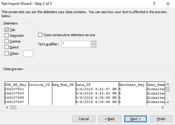 5. Select Delimited under Original data type and click Next.