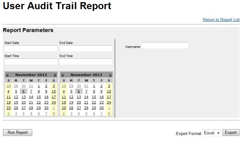 User Audit Report The user audit trail report returns the following audit trail entry types: User changed password User deleted User options changed User preferences changed User status changed