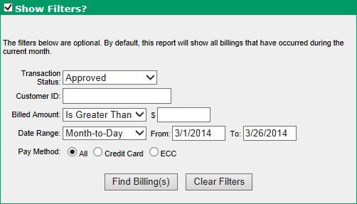 Recurring Billing Report You can print a report listing all of the recurring billings you have done. To view the Recurring Billing Report, follow these steps: 1.