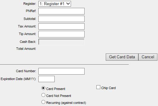 Register, Card, and Amount Information This section includes information about the card used in the transaction, such as the Card Number and Expiration Date.