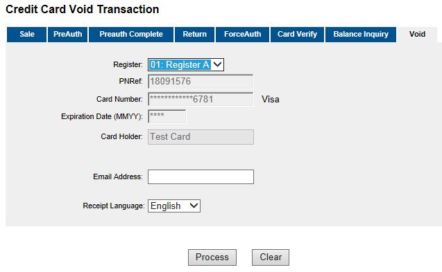 2. Enter the PNRef (Reference Number) of the original transaction, which can be found in the Transaction # field on the receipt or in the Ref # field on the credit card detail report.