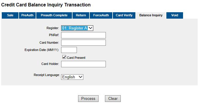Prepaid Credit Card Balance Inquiry Transaction The balance inquiry transaction is used when a customer wants to know the balance of his/her prepaid credit card.
