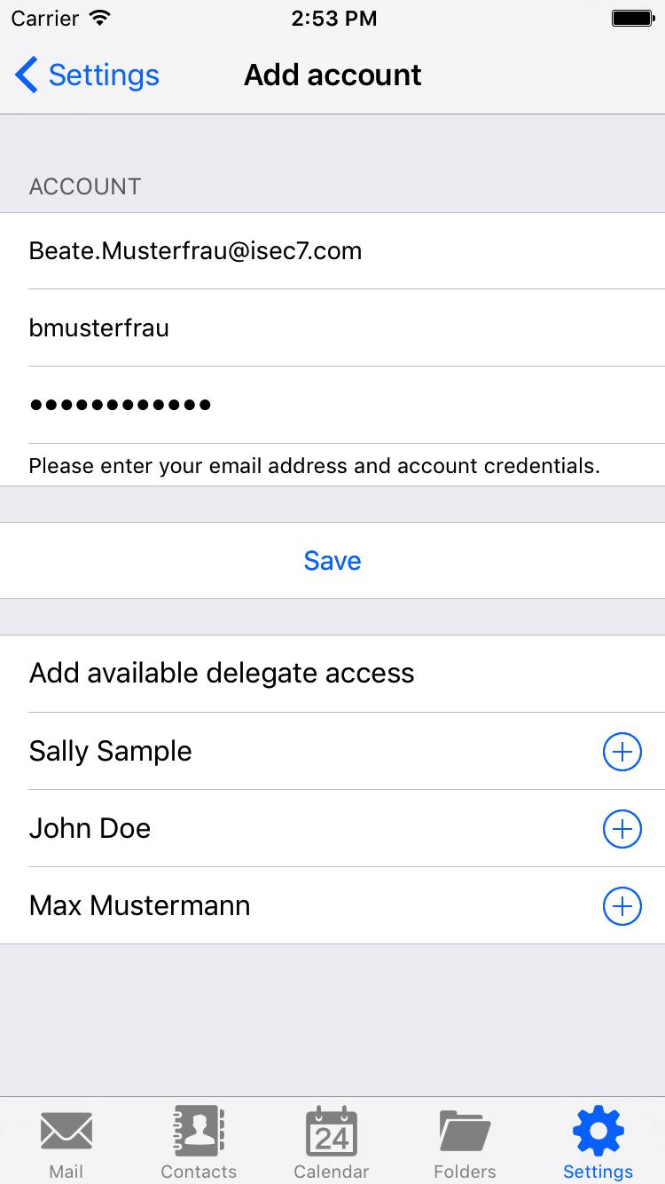 If the configuration was done automatically via auto-discover all delegate accounts with full access are offered to be added to MED in an additional step.