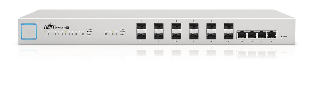Deployment Example 10G Aggregation Switch for Enterprise Networks Build and expand your network with Ubiquiti Networks UniFi Switch 16 XG, part of the UniFi Enterprise System.