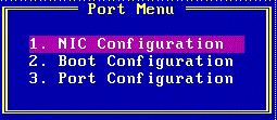 3. Configuring PXE Boot for NIC on OCe14000-series Adapters Using the PXESelect Utility 49 Figure 3-5 Port Menu Screen (UMC Disabled) 5.