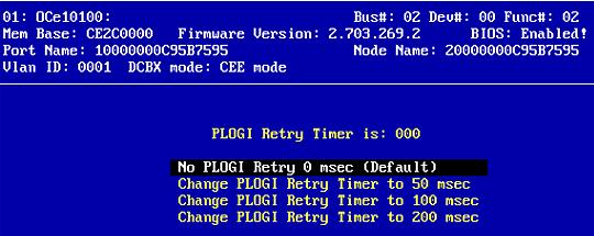 6. Using the FCoE Boot BIOS Utility for x86 and x64 Architectures Configuring Advanced Adapter Parameters 88 Changing the Port Login Retry Timer This option is especially useful for Tachyon-based