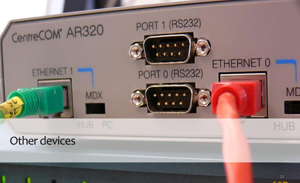 There are other specific hardware devices that can be found in a network to perform specialised functions, such as hardware firewalls to protect a network against