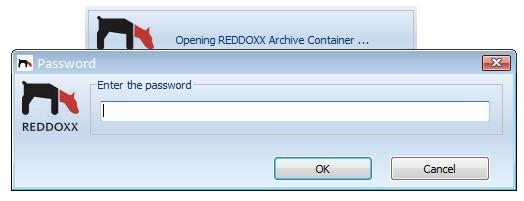 Image: Enter the password window If a password was given when creating the container, enter the password here.
