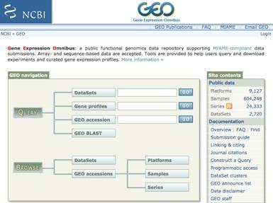 Research Data Repositories GEO, http://www.ncbi.