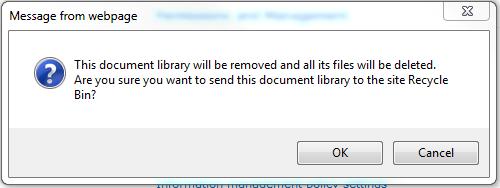 Delete a List or Library A site might have lists that your team does not require. For example libraries that contain outdated documents or lists with contacts who no longer work in your department.