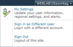 Navigation Buttons and Bars User menu: This menu provides you with the option to login as a different user and to logout of the