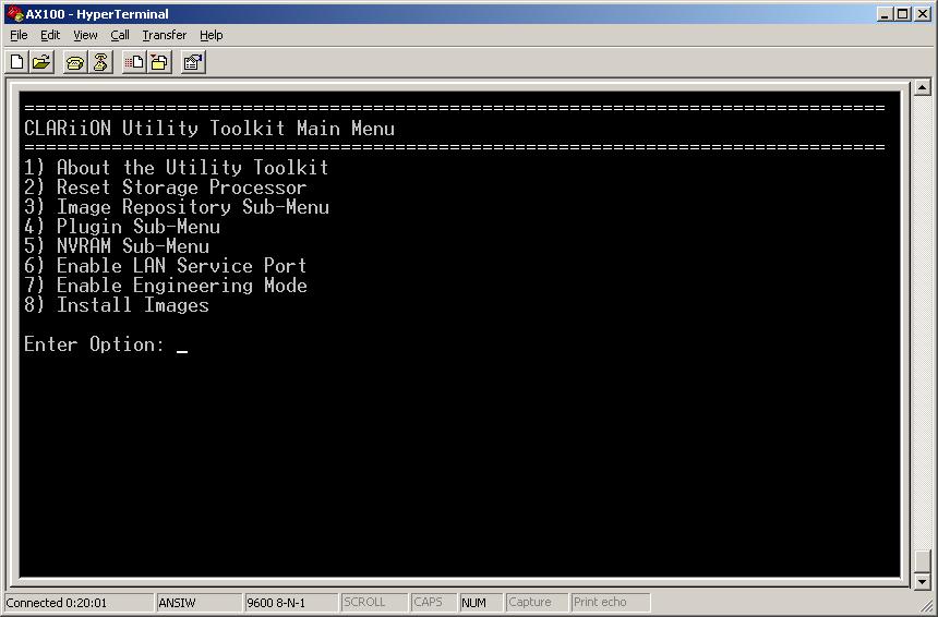 Restoring an SP Boot Image 7. Select Install Images from the menu.