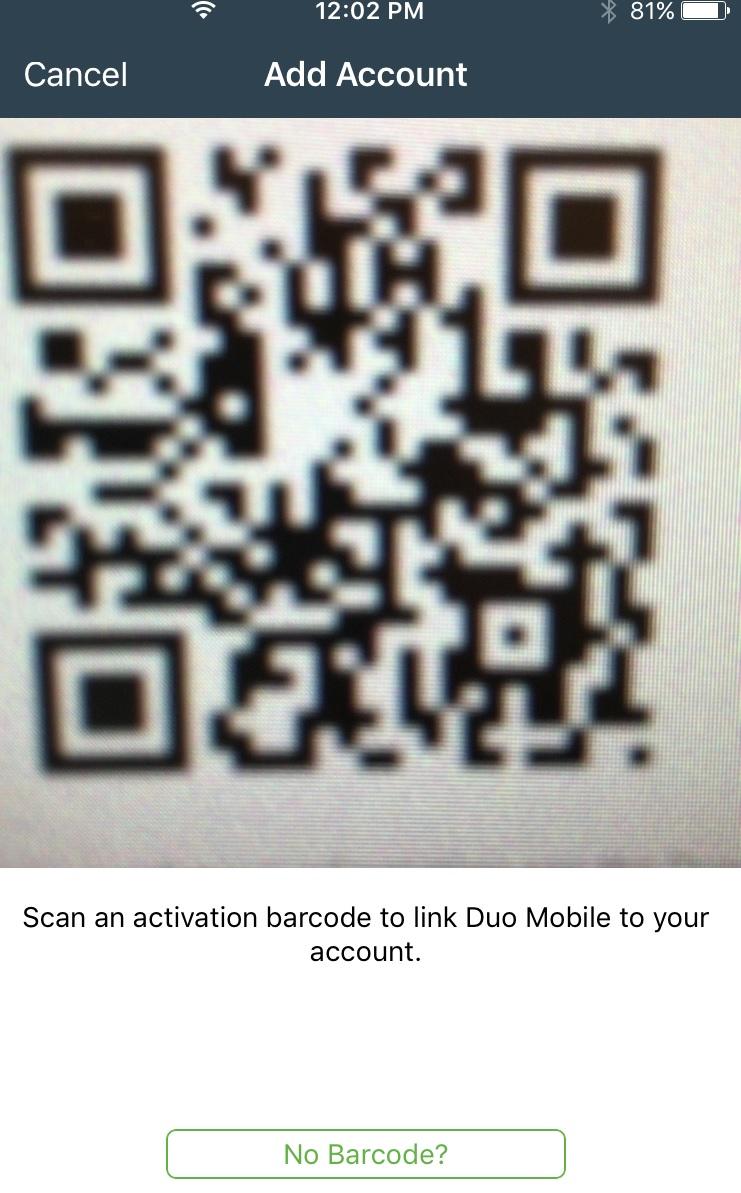 3.8.2.3. Once your phone camera captures the QR code, the University of Pennsylvania verification secure account appears.