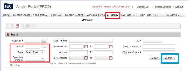 AP Inquiry Vendors can find out the status of invoices (paid/unpaid) using AP Inquiry module.