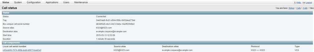 3 Call Testing Figure 11: Cisco VCS showing call status 3.2 Inbound call from an unregistered H.