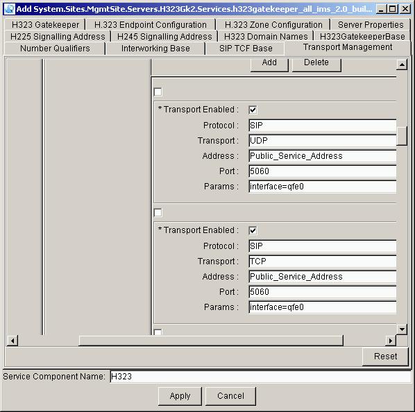 52 Figure 21 Transport Manager tab, Network Service Descriptor, SIP
