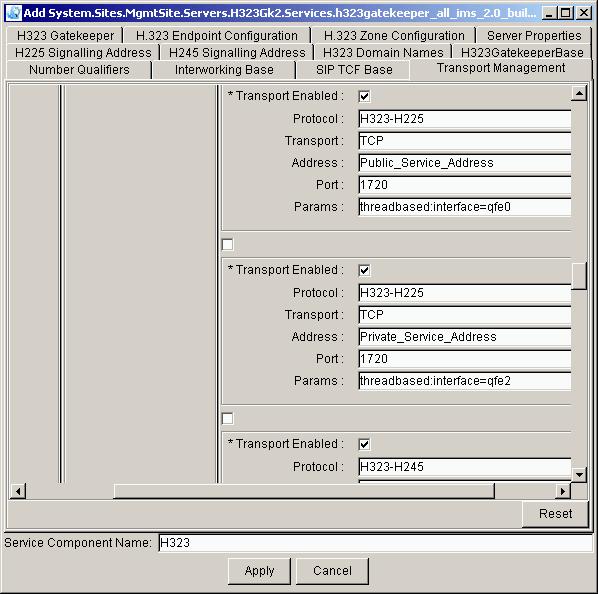 55 Figure 23 Transport Manager tab, Network