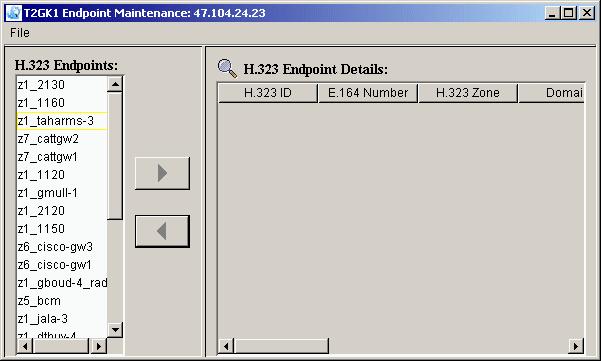 74 to view the configured H.323 endpoints. From this screen the administrator can OFFLINE or RTS individual H.323 endpoints. These two terms refer to whether the H.