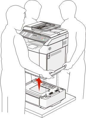 CAUTION POTENTIAL INJURY: The printer weighs 35 kg (77 lb), and requires at least three
